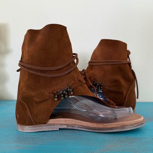 Free People Brown Fringe Ankle Boots - Picture 5 of 7